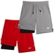 thumbnail image 1 of Pantalones cortos deportivos Reebok, paquete de 2, para niños, talla 8, gris/rojo, 1 of 7