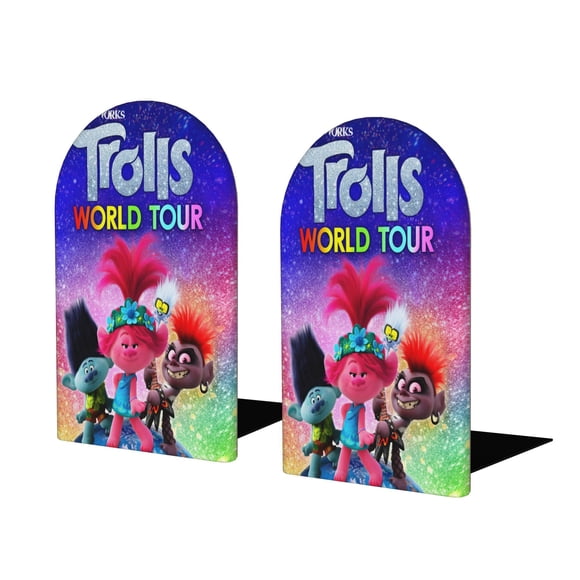 Trolls Sujetalibros decorativos temáticos, tope para estantería con base antideslizante, uso dual para hogar y oficina - 2 piezas