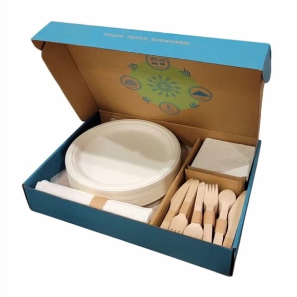 Juego de Vajilla Sol-Eco Biodegradable 240 piezas para 40 invitados