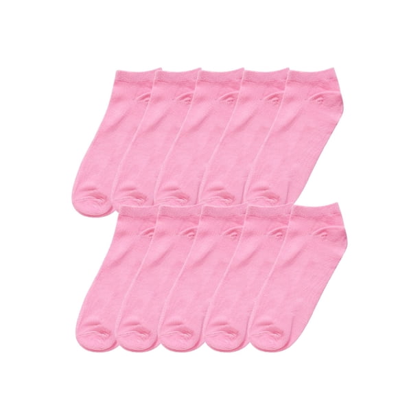 INSPIRE CHIC 10 Pares de Calcetines de Tobillo de Corte Bajo con Puños Transpirables y Elásticos para Mujer en Rosa Medio