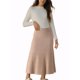 thumbnail image 2 of INSPIRE CHIC Falda de Punto A-Line para Mujer con Cintura Alta Elástica y Tejido Elástico, Falda Midi de Suéter L Marrón, 2 of 6