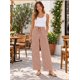 thumbnail image 5 of Pantalón Palazzo Mujer Rayado Tiro Alto Cintura Elástica Verde oliva, 5 of 6