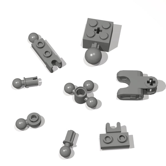 Piezas de construcción Ajuzolu 100 piezas articulación esférica clásica gris