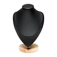 Magideal - Independiente Exhibición Busto Titular De Joyería Modelo Estable Pu Cuero Colgante Cadena Soporte Titular Para Estantes Tienda Minorista Sal Negro M