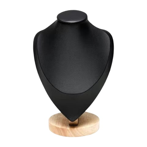 Magideal - Independiente Exhibición Busto Titular De Joyería Modelo Estable Pu Cuero Colgante Cadena Soporte Titular Para Estantes Tienda Minorista Sal Negro M