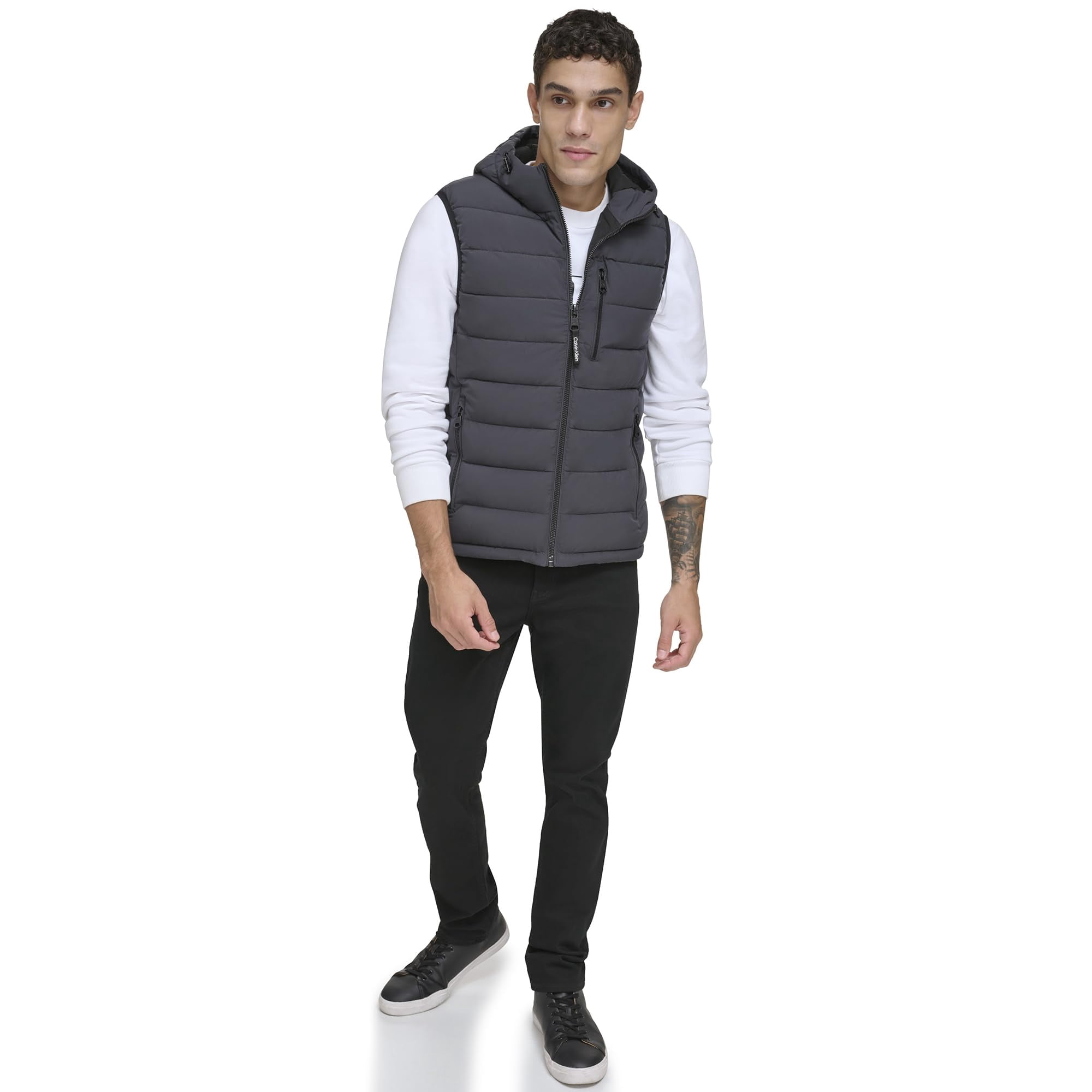 Chaleco Calvin Klein Iron Con Capucha Ajustable Acolchado Talle Grande