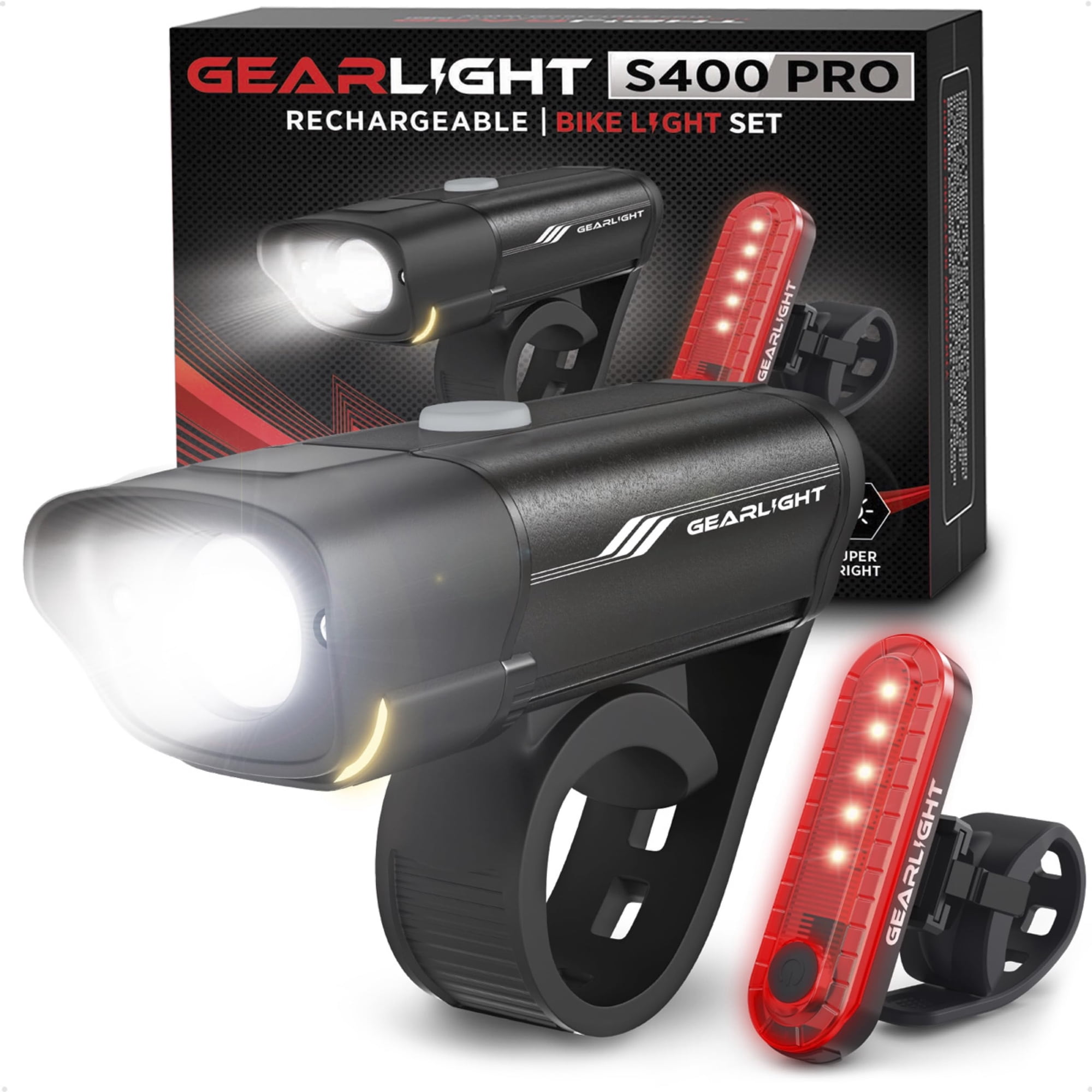 Juego De Luces Para Bicicleta Gearlight Led Recargables Por Usb En La Parte Delantera Y Trasera