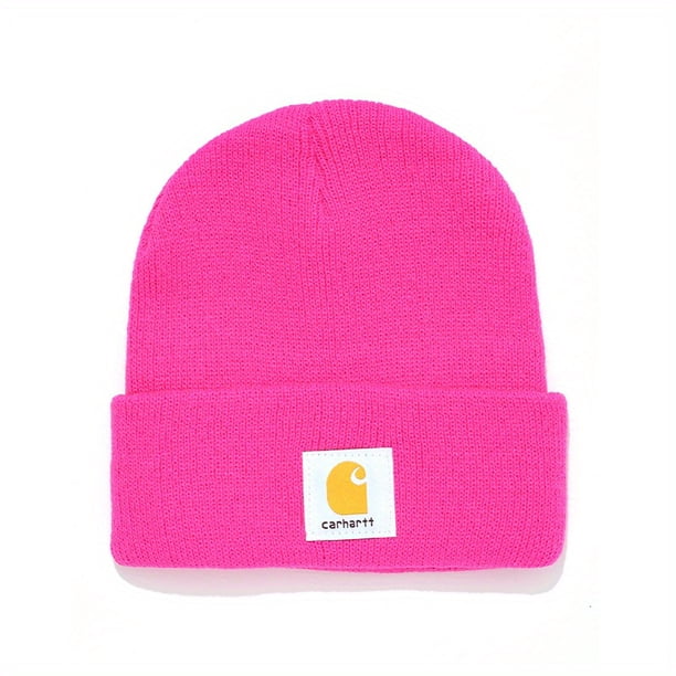 Classic Label Patch Beanie Unisex Candy Color Knit Hat Elastic Lightweight Couple Skull Cap For Women & Men