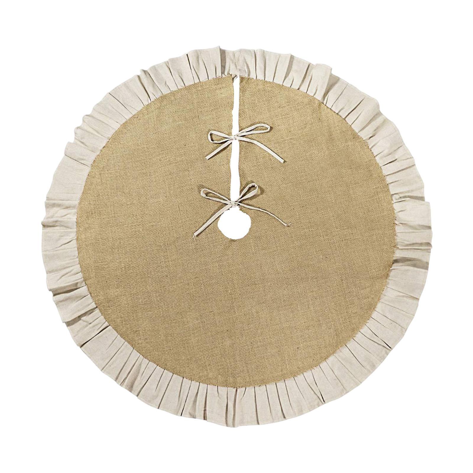 Magideal - Falda De Árbol De Navidad, Tapete Redondo De Arpillera De Lino, Decoración Para Fiestas Navideñas, Soporte Rústico Acogedor, Textura Cómoda, Adecuada 90 Cm