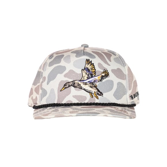 Gorra Burlebo con Pato Buceador y Camuflaje Clásico de Ciervo