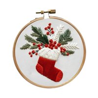 Magideal - Bordado Navideño Set De Bastidor Tela Hilos Agujas Con Diseño De Navidad Para Manualidades Decorativas Fácil De Usar Adecuado Para Regalos Y Decoració Media