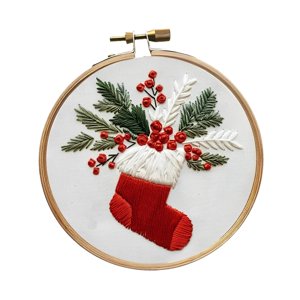 Magideal - Bordado Navideño Set De Bastidor Tela Hilos Agujas Con Diseño De Navidad Para Manualidades Decorativas Fácil De Usar Adecuado Para Regalos Y Decoració Media
