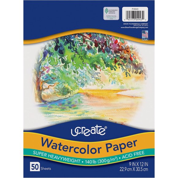 Papel para Acuarela UCreate 140 lb, 50 Hojas