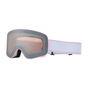 Genérico - Gafas De Esquí Antivaho, Protectoras, Resistentes Al Viento Y A La Nieve, Con Correa Ajustable, Marco Blanco Y Rosa