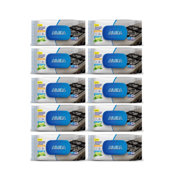 Pack 10 Toallitas Cocina Antigrasa Aileda 50un Multiuso