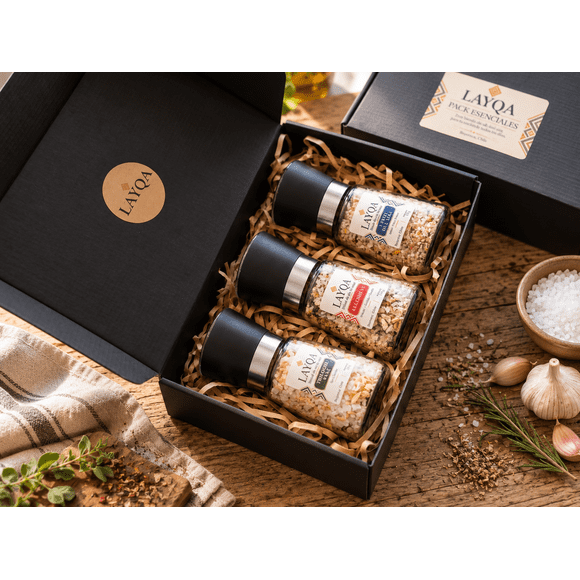 Pack Esenciales Layqa 3 Sales de Mar Gourmet con Molinillo