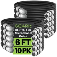 Cables Xlr Gearit Para Micrófono Macho A Hembra, 3 Pines, 1,8 M, Paquete De 10