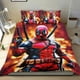 thumbnail image 1 of Deadpool Dead Pool Conjunto de sábanas temático, trío de piezas, cómodo y amigable con la piel, diseño único, regalo de decoración para el hogar para familiares, amigos y fans,140cm *210cm, 1 of 6