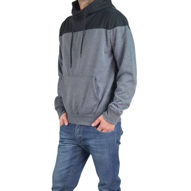 Polerón Hombre Invierno Forro Piel Con Gorro Bi-Color 7498