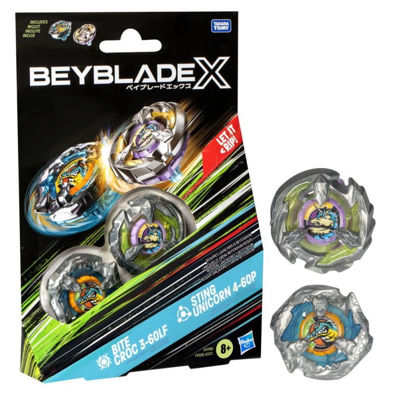 Trompo Beyblade X Bite Croc 3-60LF y Sting Unicorn 4-60P | Lider