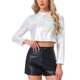 thumbnail image 1 of INSPIRE CHIC Chaquetas Cortas para Mujer Cuello Alto Cremallera Metálica Manga Larga Chaqueta de Fiesta M Blanco, 1 of 6