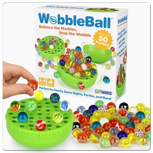 Juego de equilibrio de mármol Funwares WobbleBall con 50 canicas