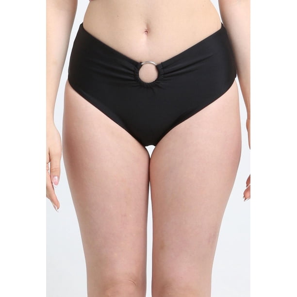 Bikini calzón clásico alto argolla negro Talla M