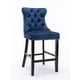 thumbnail image 2 of Contemporary Velvet Upholstered Barstools with Button Tufted Decoration and Wooden Legs, and Chrome Nailhead Trim, Leisure Style Bar Chairs,Bar stools, Set of 2 (Blue),SW2002BL, 2 of 3
