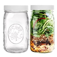 Mason Jars Pr1M3, Boca Ancha, 1 Litro, Paquete De 2 Con Tapas Herméticas