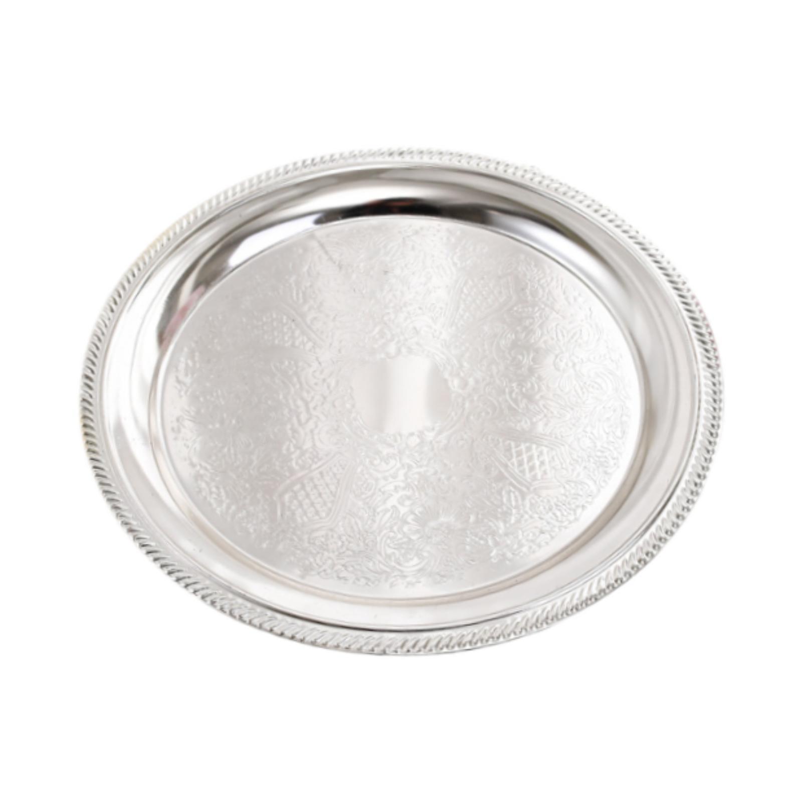 Magideal - Bandeja De Almacenamiento Para Servir, Bandeja Para Servir Frutas, Plato De Cena De Aleación De Aluminio, Plato De Cena Para Fiesta, Ensalada De Queso Plata