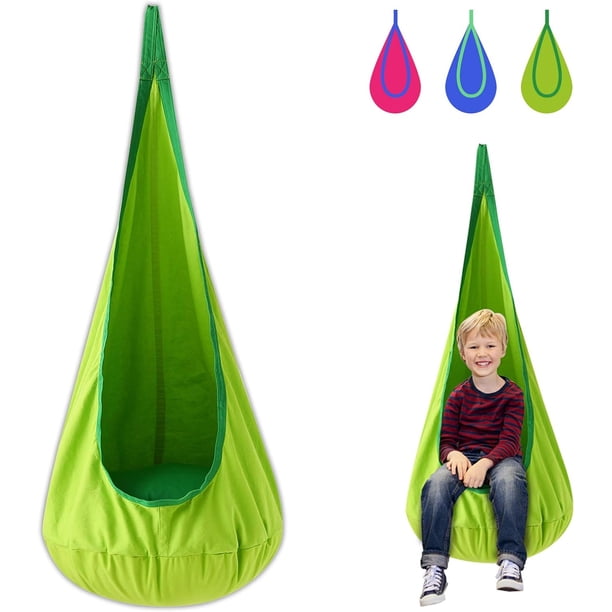 Hamaca Infantil 100 % Algodón Con Cojín De Aire Duradero, Asiento Colgante, Tienda De Campaña, Nido Resistente Para Leer Libros En Interiores Y Exteriores (azul)