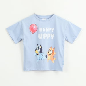 Polera Manga Corta Niño Celeste Estampado Globo Bluey
