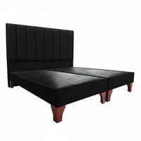 Vitelio - Cama 2 Plazas Modular Base Color Negro + Respaldo