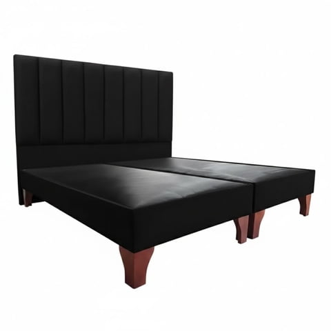Vitelio - Cama 2 Plazas Modular Base Color Negro + Respaldo
