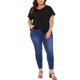 thumbnail image 2 of Agnes Orinda Tops de Mujer Tallas Grandes Nudo Torcido Cuello en V Manga Corta Blusas Casuales de Verano 1X Negro, 2 of 6