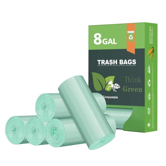 Bolsas de basura AYOTEE biodegradables, 30 litros (8 galones), 80 unidades, verdes