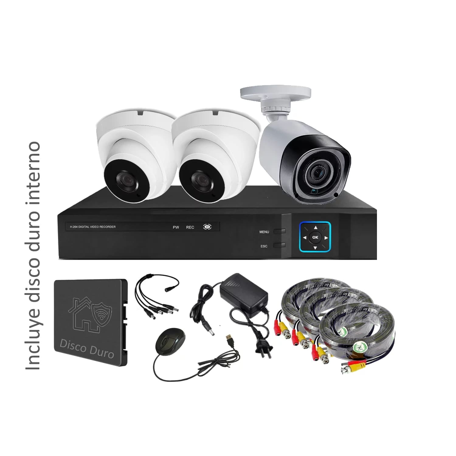Vipa - Kit 3 Cámaras Seguridad Mixto Hd Con Disco Duro M36ldd