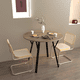 thumbnail image 3 of 35.43 Inch Round Dining Table, Small Circle Kitchen Table with Metal Black Legs for 2-4 people,Modern Dining Room Table, Brown (only table), 3 of 3