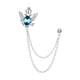 thumbnail image 1 of Broche De Traje Con Cadena, Corona De Aleación, Broches De Diamantes De Imitación, Insignia Para Abrigo, Camisas, Plateado Y Azul, 1 of 5