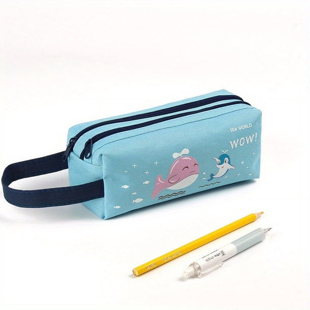Get Ready for Blast Off with Our Space Astronaut Portable Pencil Case - Double-Layered, Large Capacity, and Adorably Cute Cartoon Animal Design - Perfect for School Supplies Storage and Gift Giving!