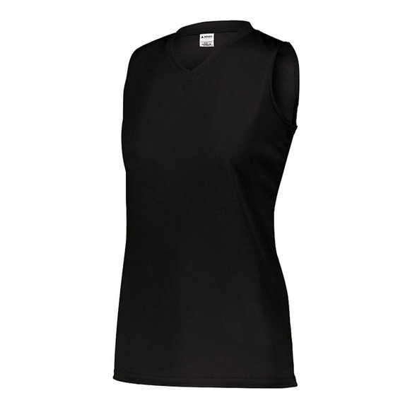 Jersey Augusta Sportswear Wicking Attain para niñas, sin mangas, negro