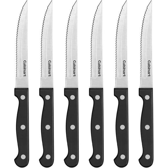Juego de cuchillos Cusinart C77TR-6PSK, 6 piezas, para bistec con hojas de acero, color negro
