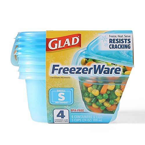 Recipientes para almacenamiento de alimentos Glad Gladware Freezerware 24 oz, 4 piezas