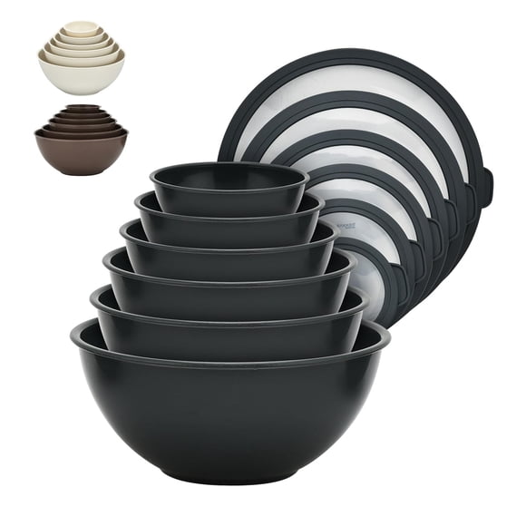 Juego de cuencos para anidar Bakken Master, 12 piezas, sin BPA, color gris