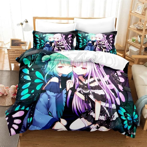 ed Uruha Rushia Bedding SetHololive Butterfly Girl Duvet Cover Double Adult Kids Quilt Cover