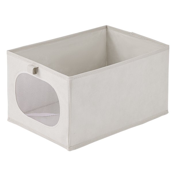 Cubo de Almacenamiento, Caja de Tela con Fondo para Estantes de Armario, 1 Paquete de Cesta de Almacenamiento Plegable para Organizar Ropa, Libros Gris Claro 14.2*9.8*7.9in
