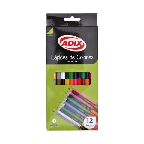 Adix - Lápices De Madera Bicolor Hexagonal 12Un / 24 Colores