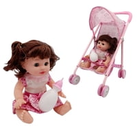 Genérico - Coche Bebe Simple Metalico, Con La Muñeca Incluida