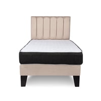 M Sole - Cama 1.5 Plazas Completa Base Americana + Colchón De Resortes + Respaldo Barras Beige