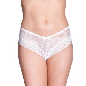 Baziani - Calzón Bikini Encaje Mujer Blanco Xl